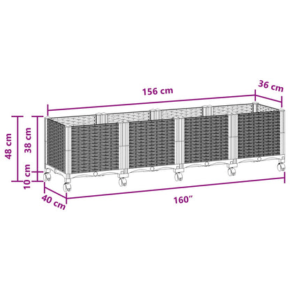 Gartenpflanzer 160 X 40 X 44 Cm Pp Braun