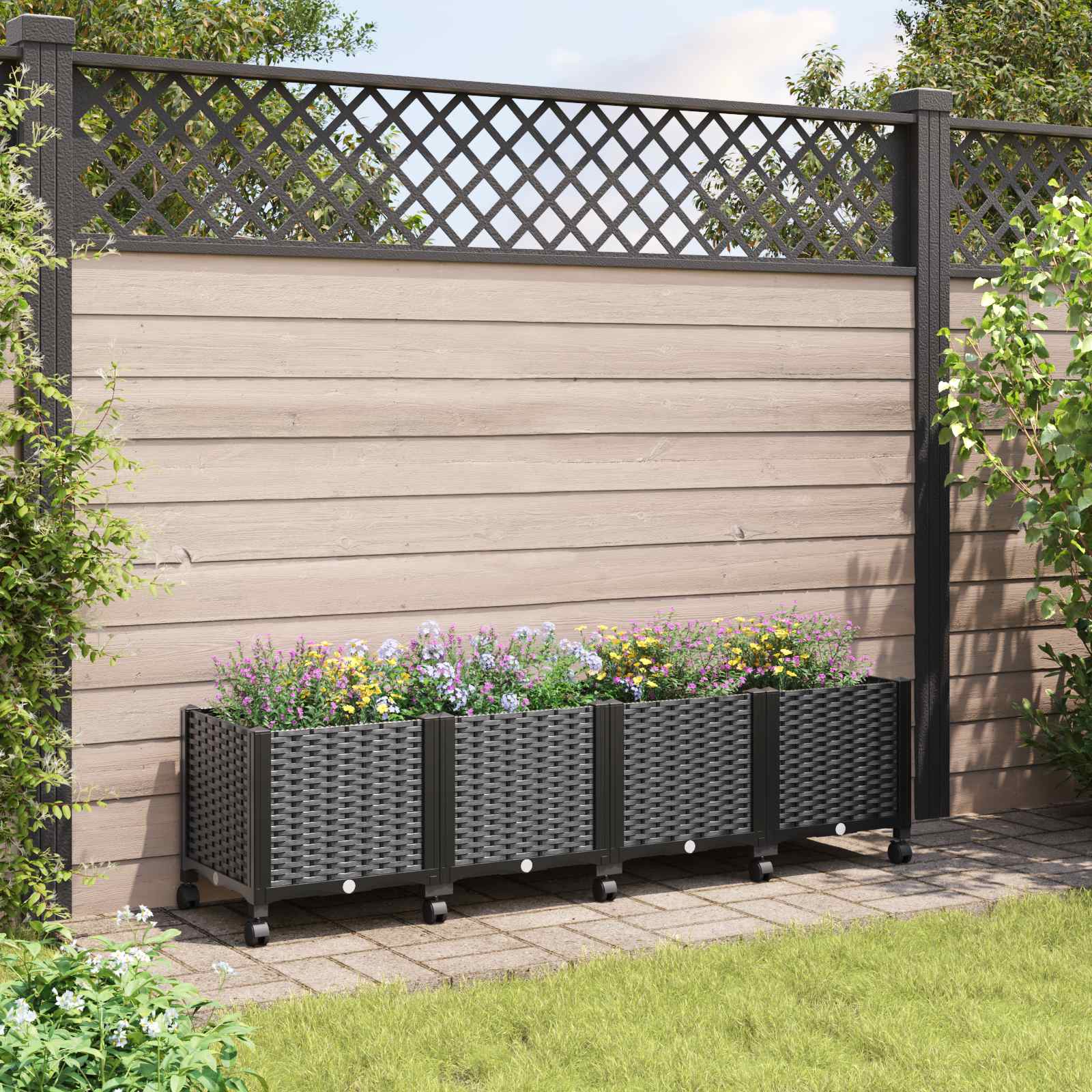 Gartenpflanzer 160 X 40 X 44 Cm Pp Schwarz