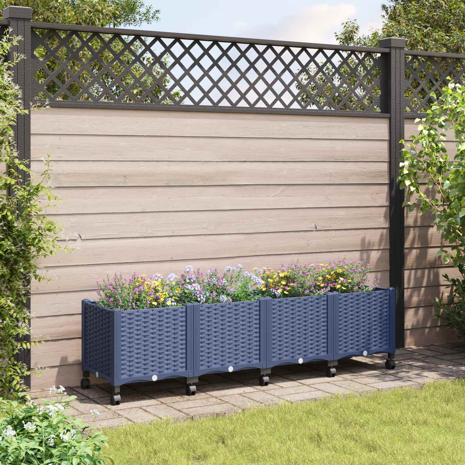 Gartenpflanzer 160 X 40 X 48 Cm Pp Blaugrau