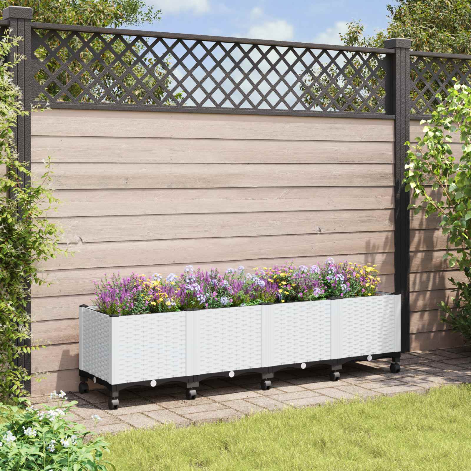 Gartenpflanzer 160 X 40 X 48 Cm Pp Weiß