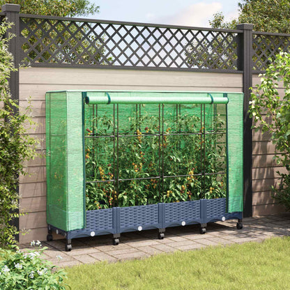 Hochbeet Mit Gewächshaus-Aufsatz Rattan-Optik