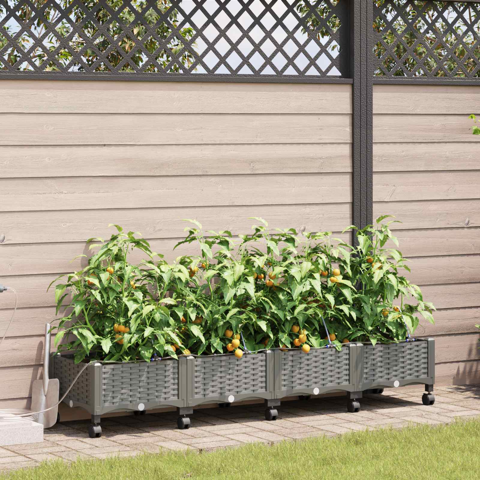 Garten Blumenkübel Mit Bewässerung Und Rädern 4 Stk. Hellgrau Hellgrau