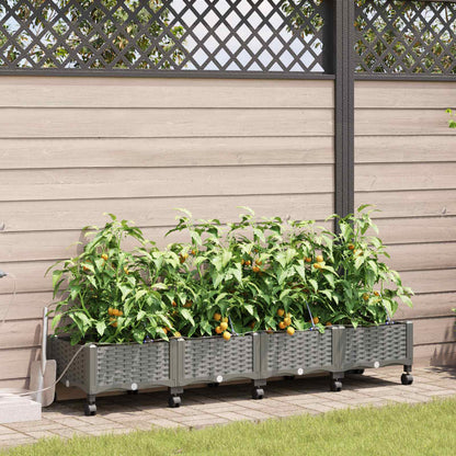 Garten Blumenkübel Mit Bewässerung Und Rädern 4 Stk. Hellgrau Hellgrau