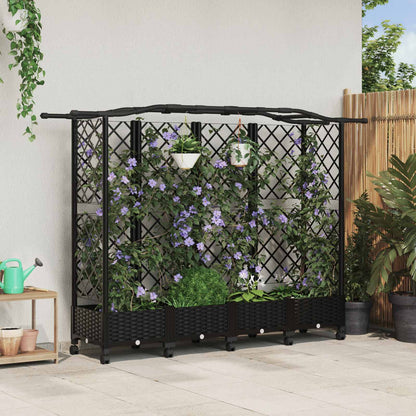 Hochbeet Mit Rankgitter Und Dach 202,5 X 40 X 127 Cm Pp Schwarz