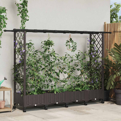 Hochbeet Mit Rankgitter Und Dach 202,5 X 40 X 127 Cm Pp Braun