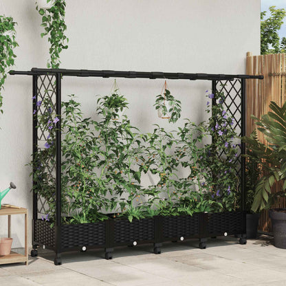 Hochbeet Mit Rankgitter Und Dach 202,5 X 40 X 127 Cm Pp Schwarz