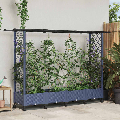 Hochbeet Mit Rankgitter Und Dach 202,5 X 40 X 127 Cm Pp Grau