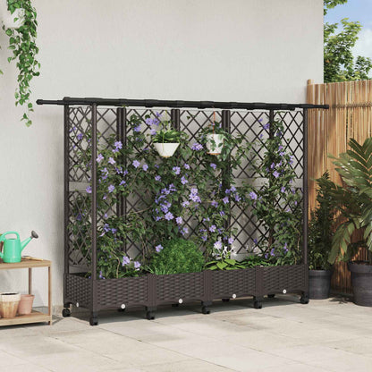 Hochbeet Mit Rankgitter Und Dach 202,5 X 40 X 127 Cm Pp Braun