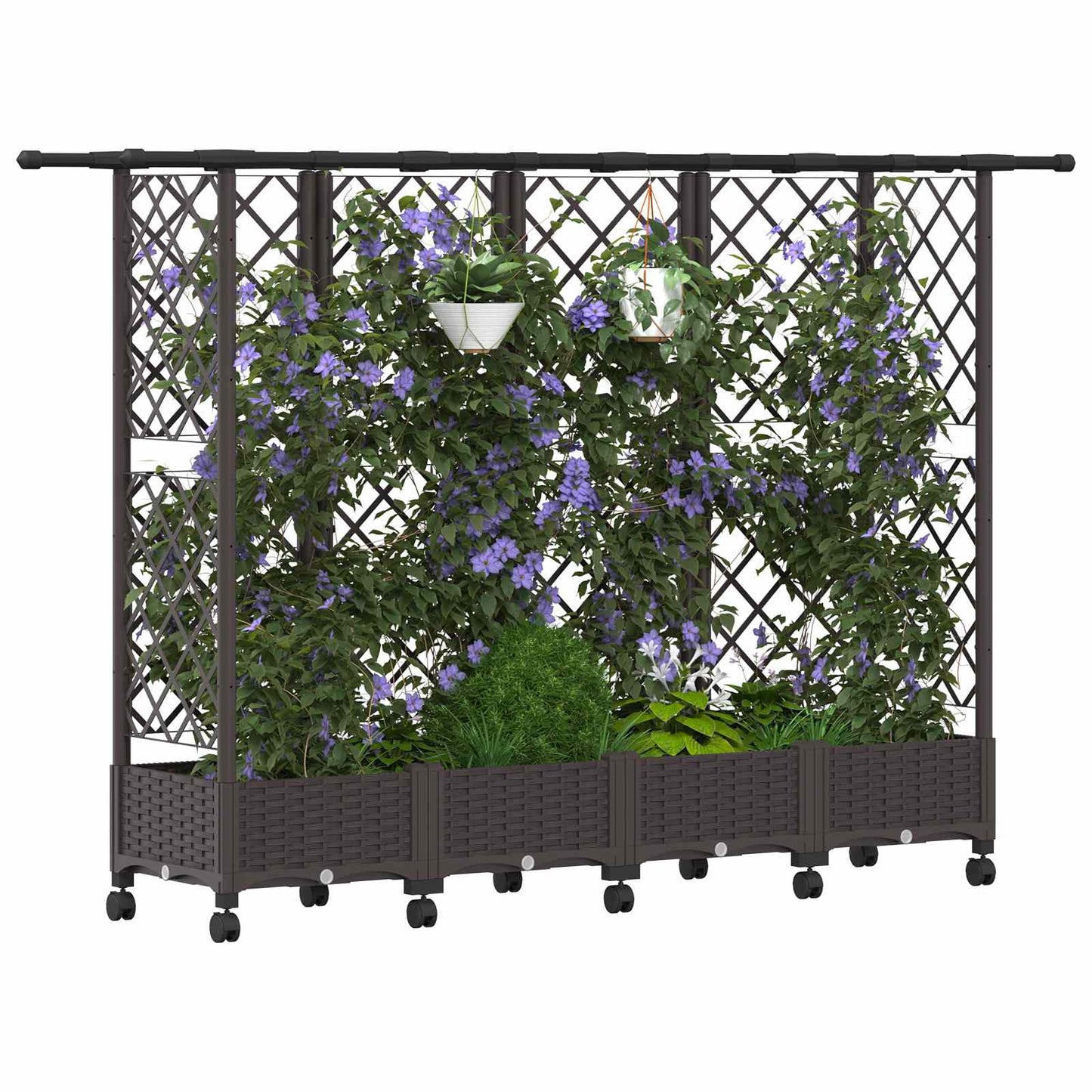 Hochbeet Mit Rankgitter Und Dach 202,5 X 40 X 127 Cm Pp Braun