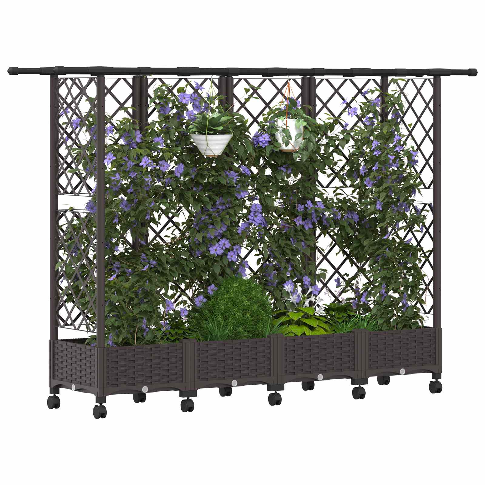Hochbeet Mit Rankgitter Und Dach 202,5 X 40 X 127 Cm Pp Braun