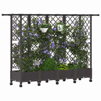 Hochbeet Mit Rankgitter Und Dach 202,5 X 40 X 127 Cm Pp Braun