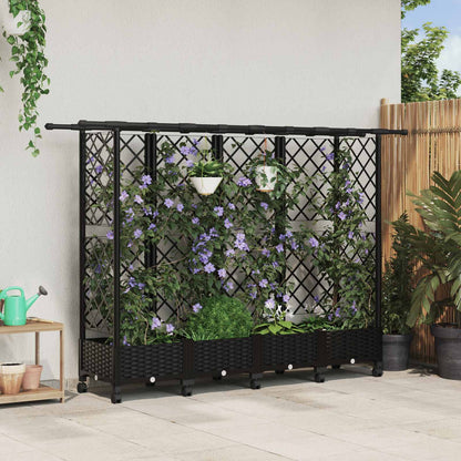 Hochbeet Mit Rankgitter Und Dach 202,5 X 40 X 127 Cm Pp Schwarz