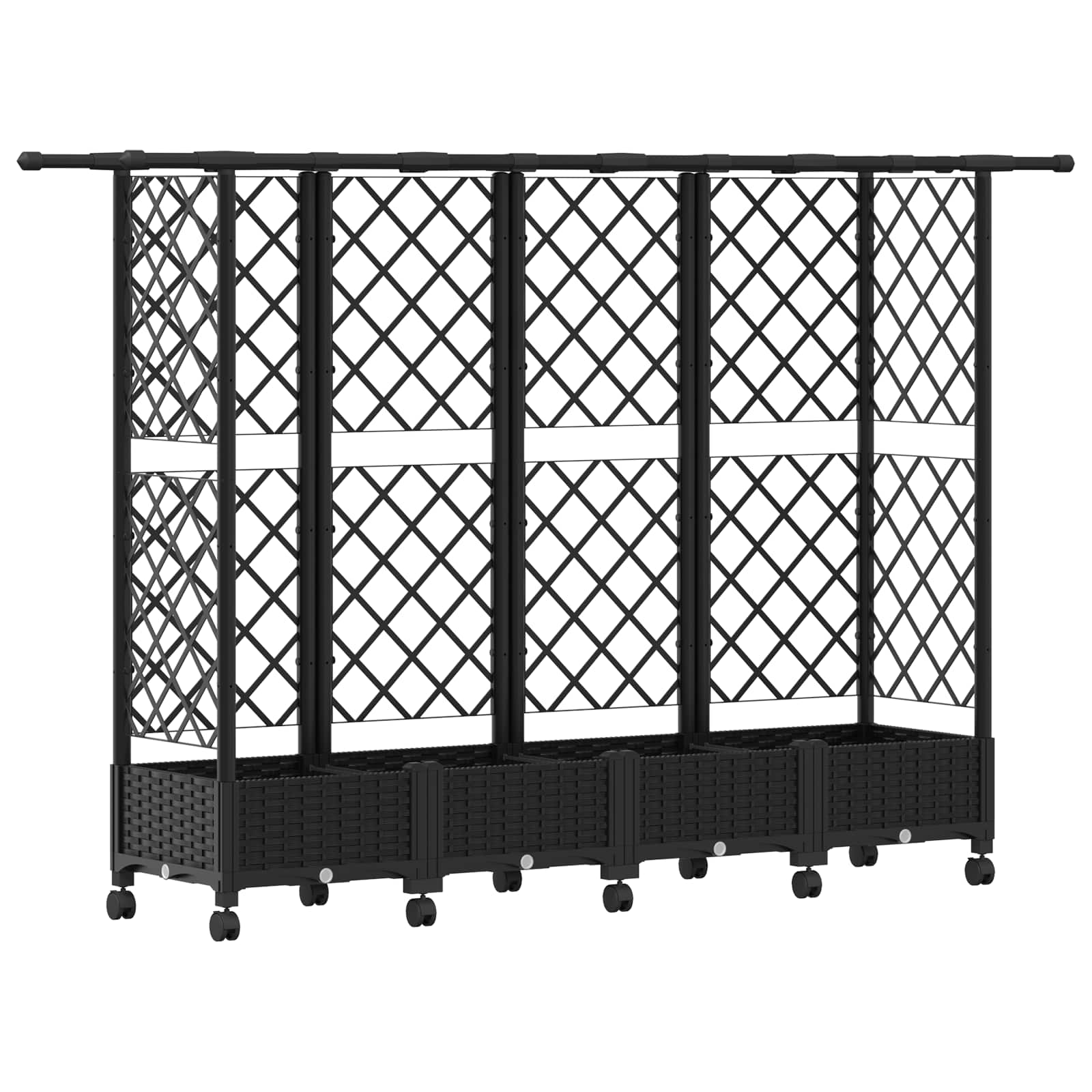 Hochbeet Mit Rankgitter Und Dach 202,5 X 40 X 127 Cm Pp Schwarz