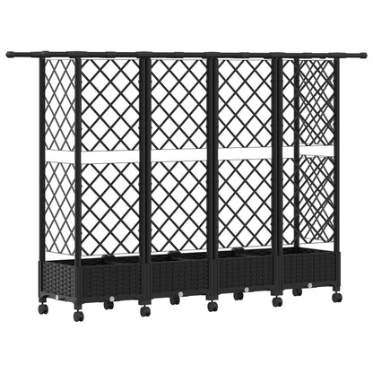 Hochbeet Mit Rankgitter Und Dach 202,5 X 40 X 127 Cm Pp Schwarz