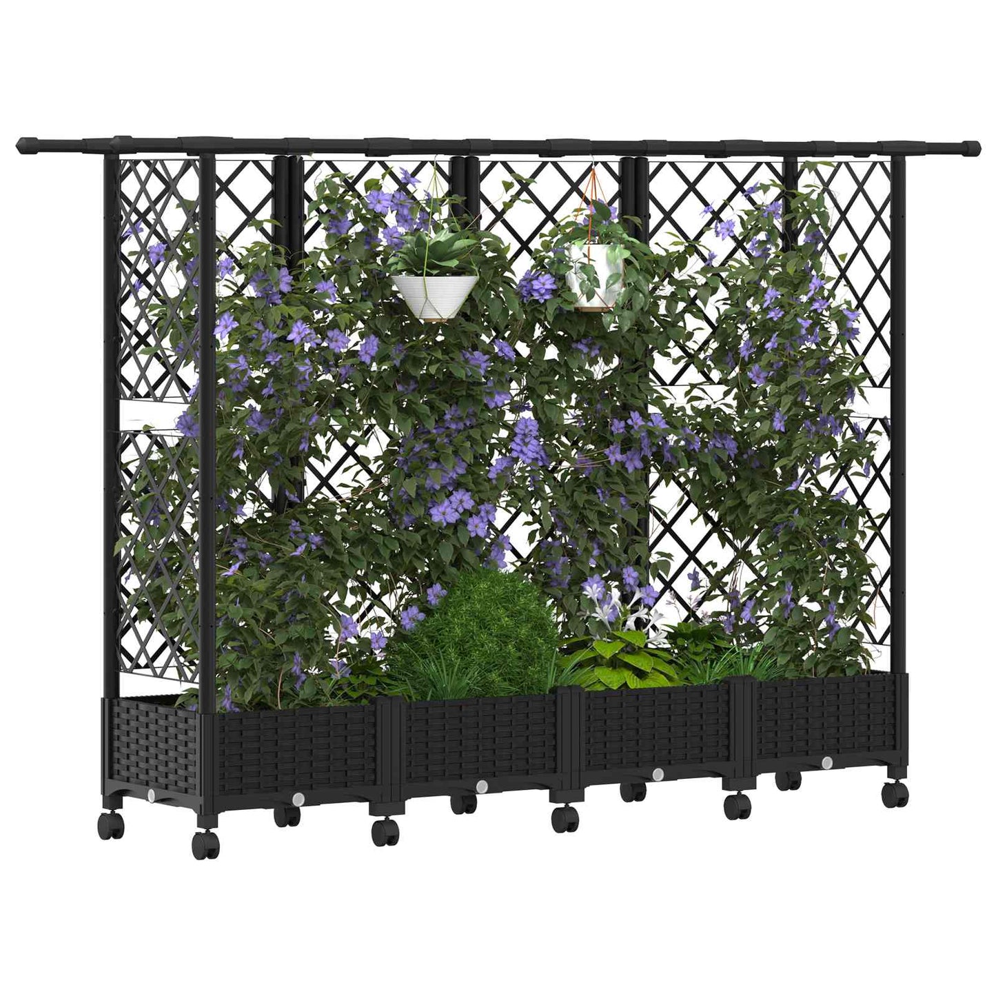 Hochbeet Mit Rankgitter Und Dach 202,5 X 40 X 127 Cm Pp Schwarz
