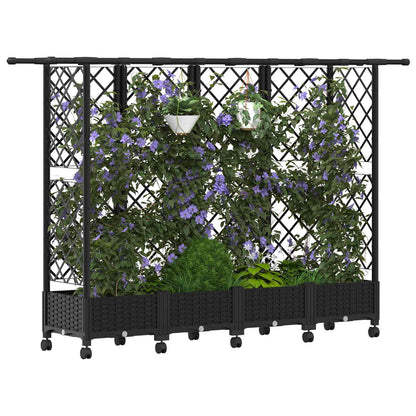Hochbeet Mit Rankgitter Und Dach 202,5 X 40 X 127 Cm Pp Schwarz