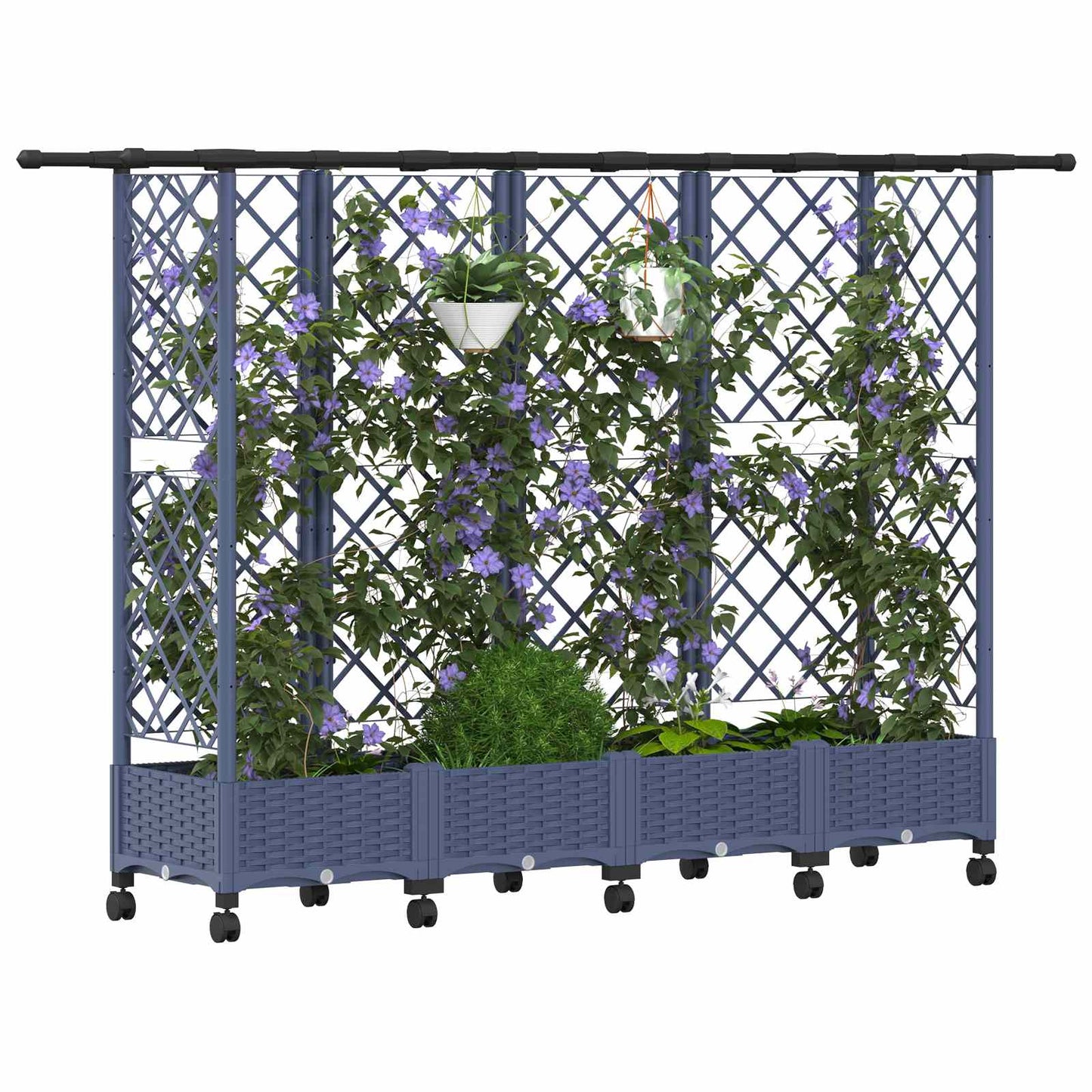 Hochbeet Mit Rankgitter Und Dach 202,5 X 40 X 127 Cm Pp Grau