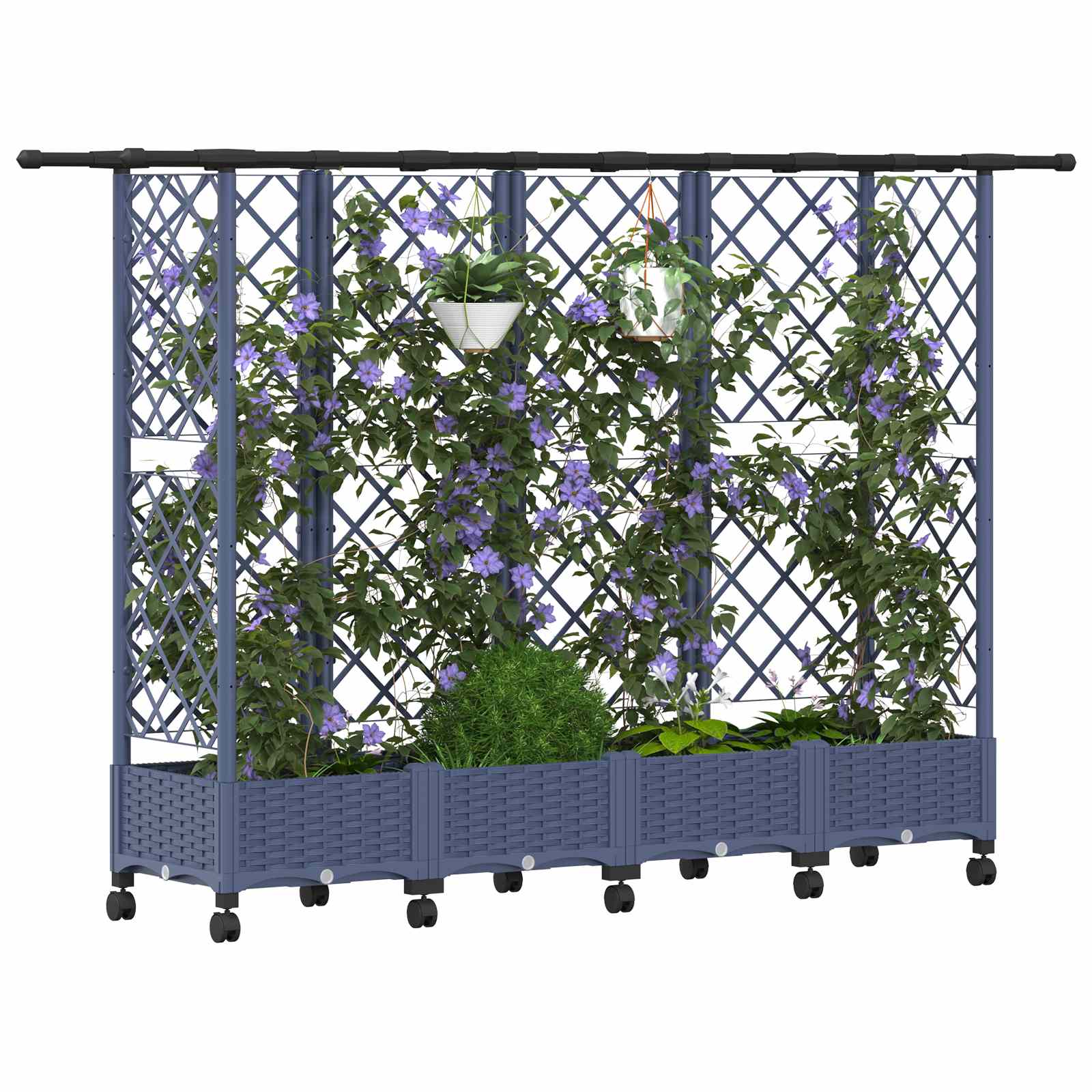Hochbeet Mit Rankgitter Und Dach 202,5 X 40 X 127 Cm Pp Grau