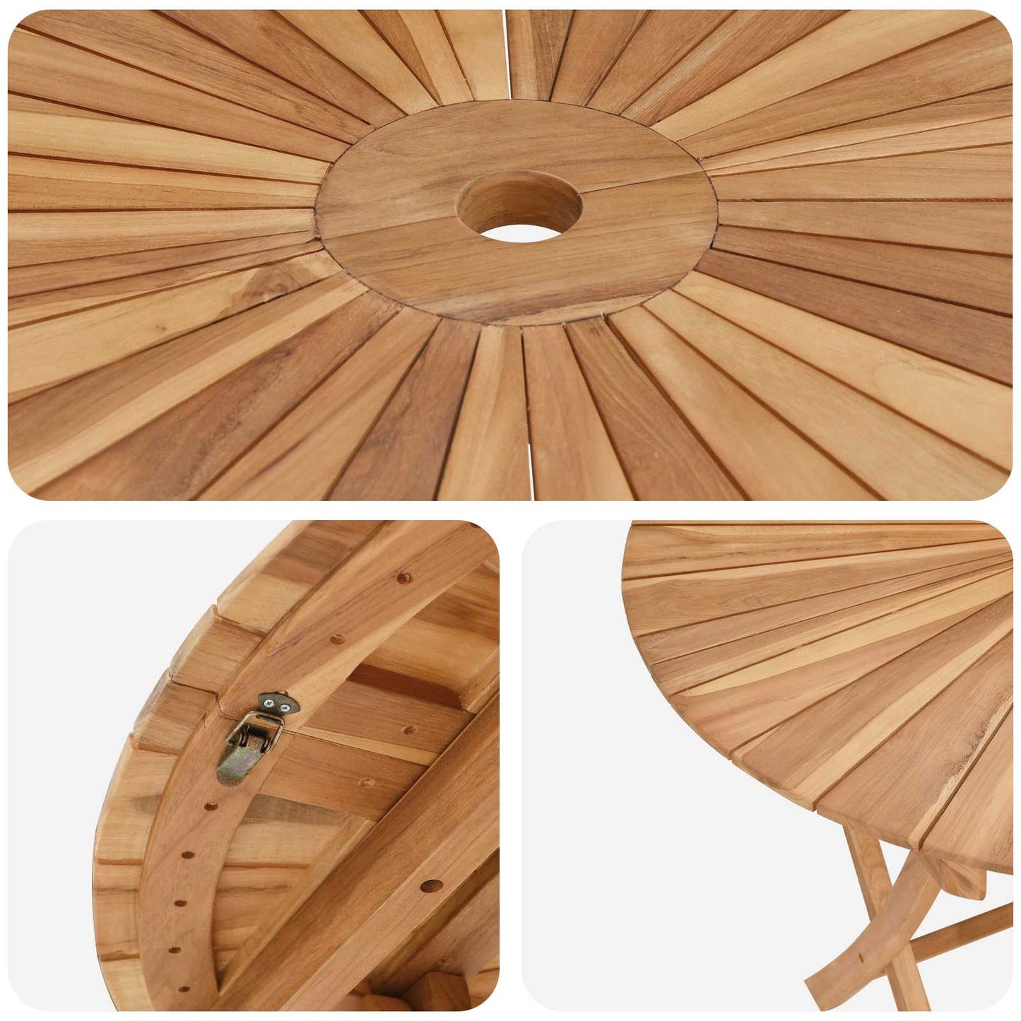 Klappbarer Gartentisch Natur Teak-Massivholz