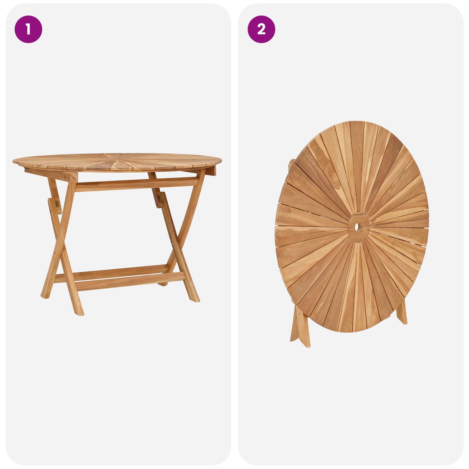 Klappbarer Gartentisch Natur Teak-Massivholz