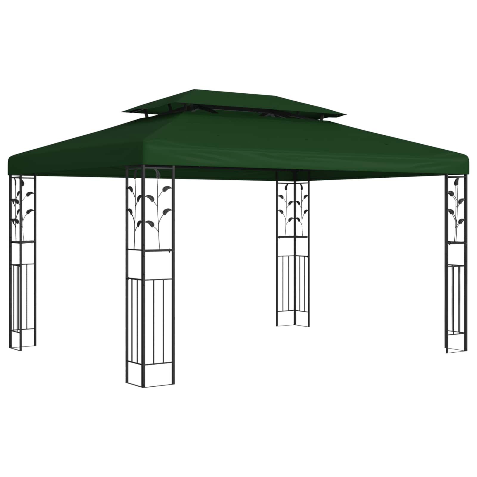 Pavillon 3,97 X 2,96 X 2,68 M Grün Polyester Und Stahl