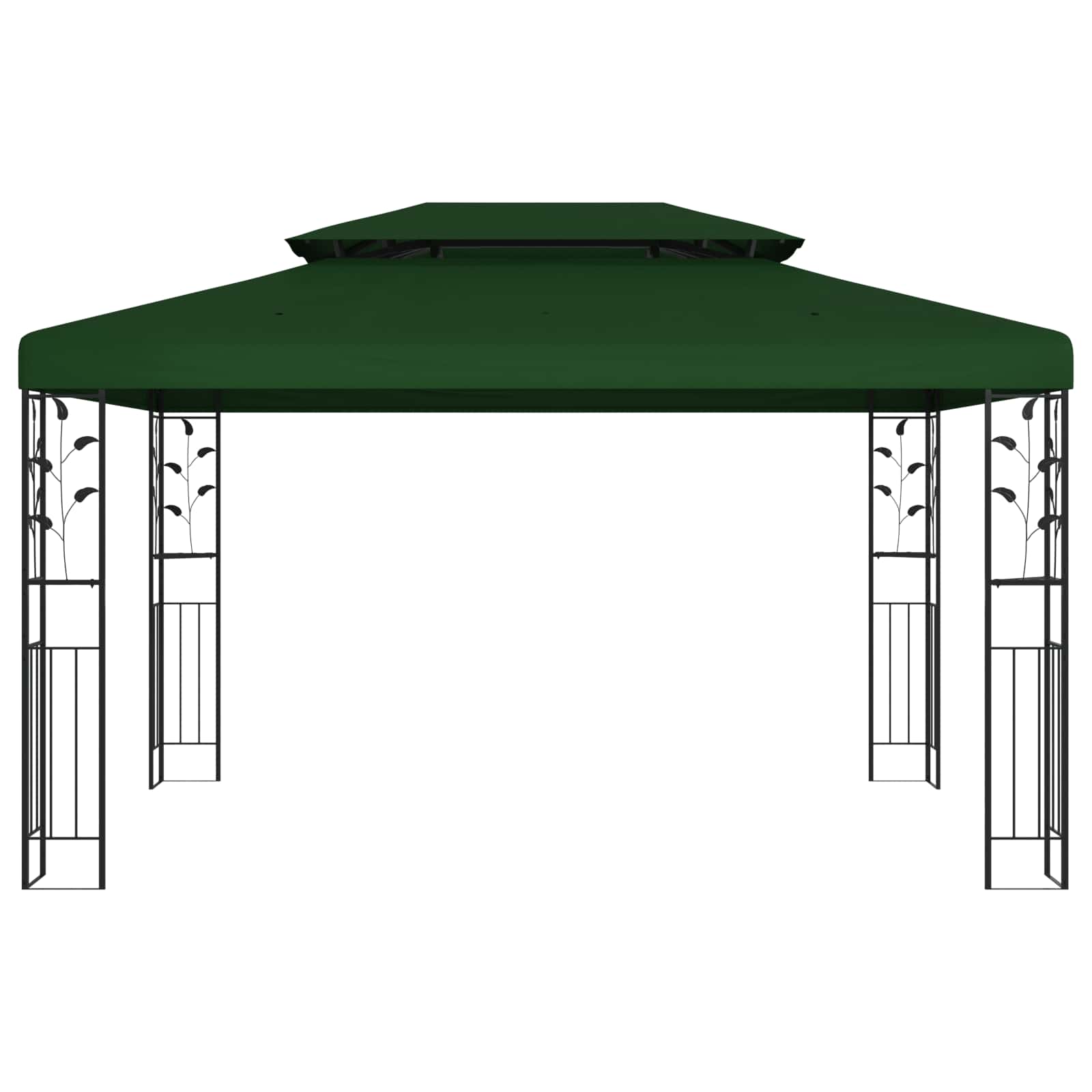 Pavillon 3,97 X 2,96 X 2,68 M Grün Polyester Und Stahl