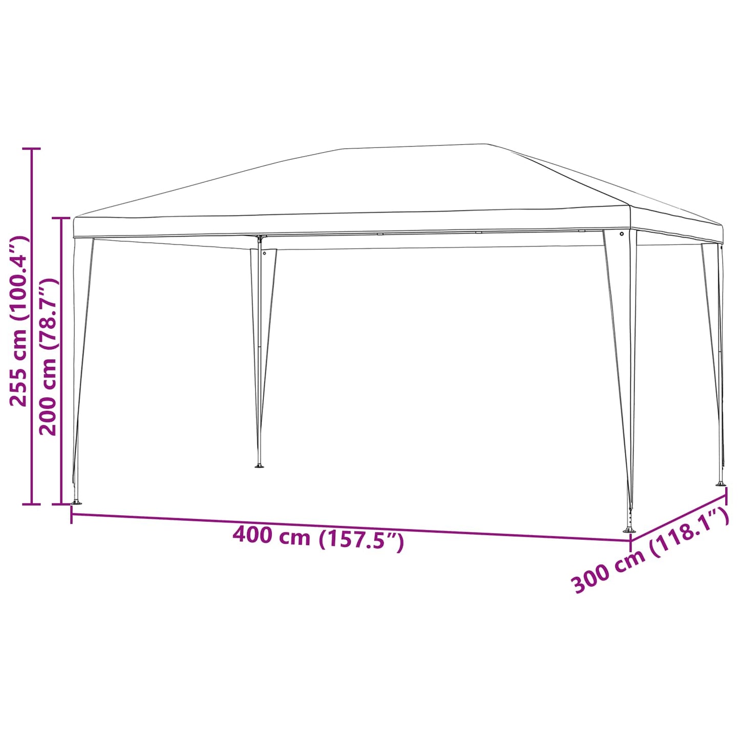 Partyzelt 400 X 300 X 255 Cm Pe Und Stahl