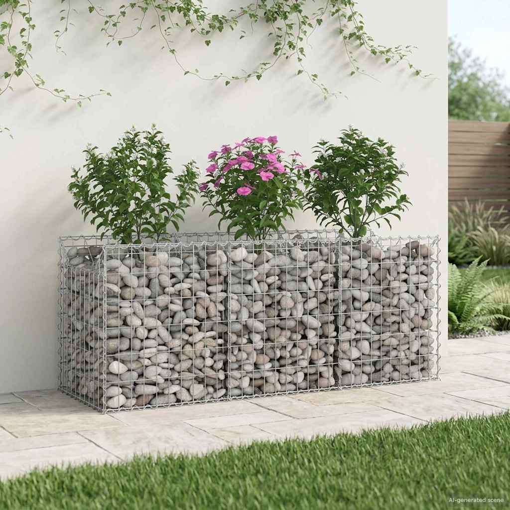 Gabionen-Hochbeet 3 Pcs Silber