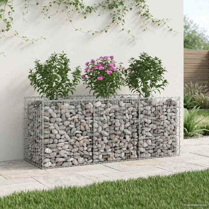 Gabionen-Hochbeet 3 Pcs Silber