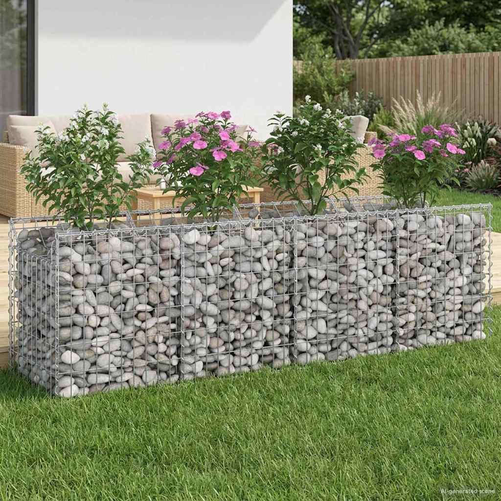 Gabionen-Hochbeet 3 Pcs Silber