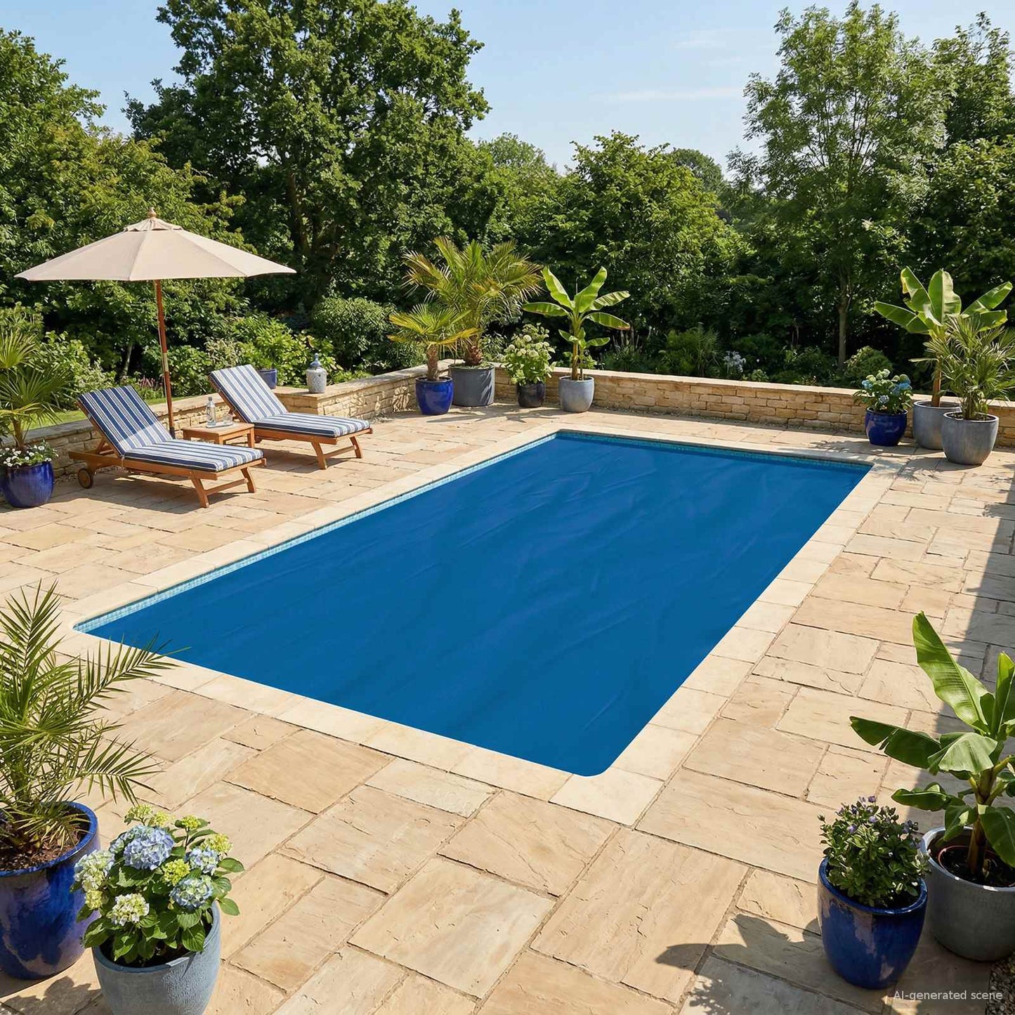 Solar Poolabdeckung Hochwertig 200 Μm Quadratisch Blau
