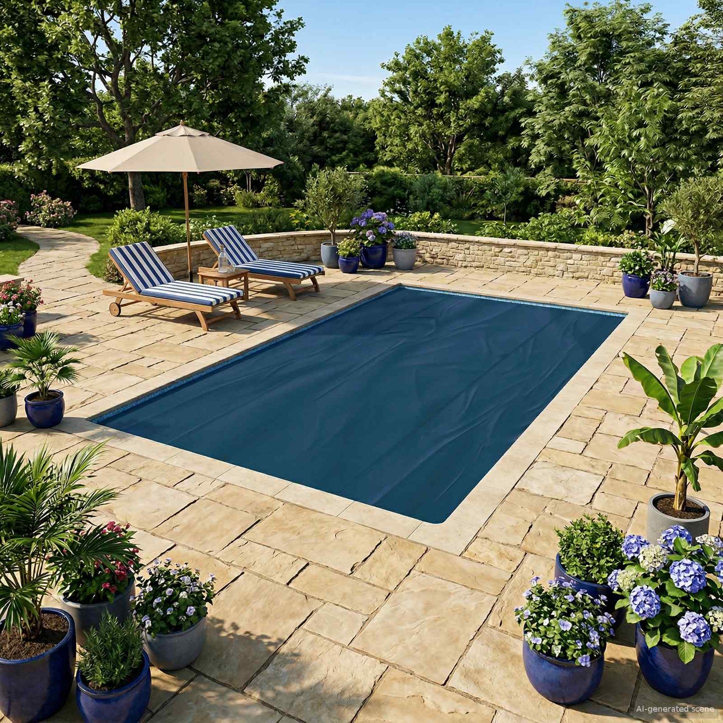 Sonnendeck Für Pools Extra Schwer 400 Μm Schwarz Und Blau