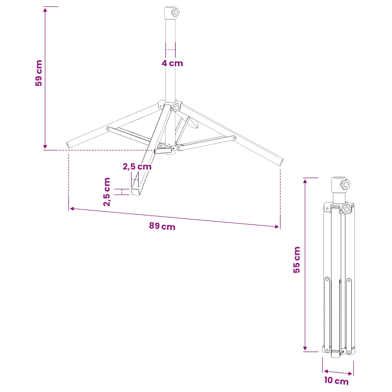 Sonnenschirmständer Weiß Stahl Für 25-32 Mm Mast