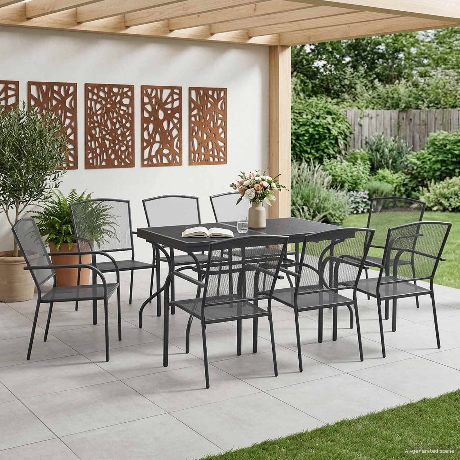 Garten Essgruppe 9 Pcs Anthrazit 212 X 90 X 76 Cm