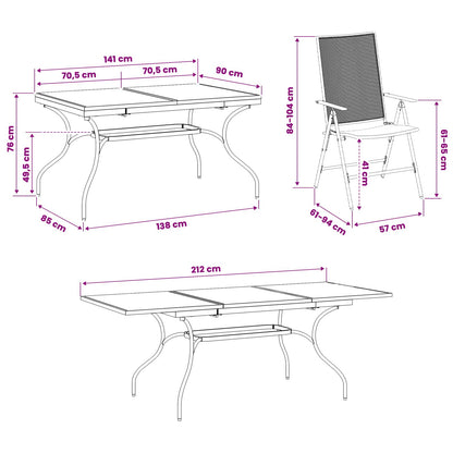 Garten Essgruppe 9 Pcs Anthrazit 212 X 90 X 76 Cm