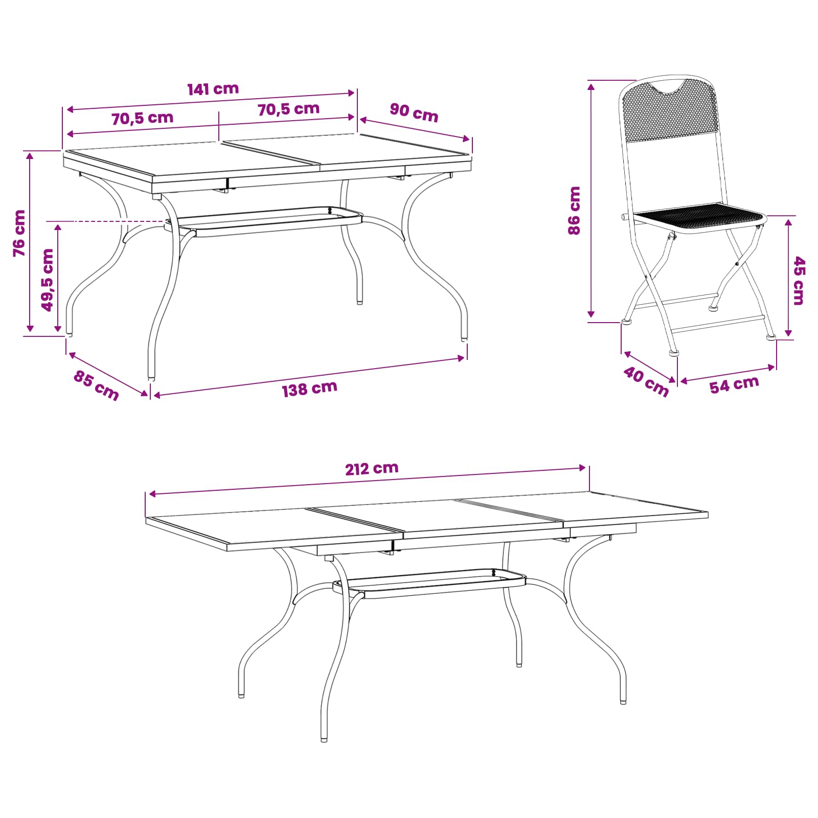 Garten Essgruppe 9 Pcs Anthrazit 212 X 90 X 76 Cm