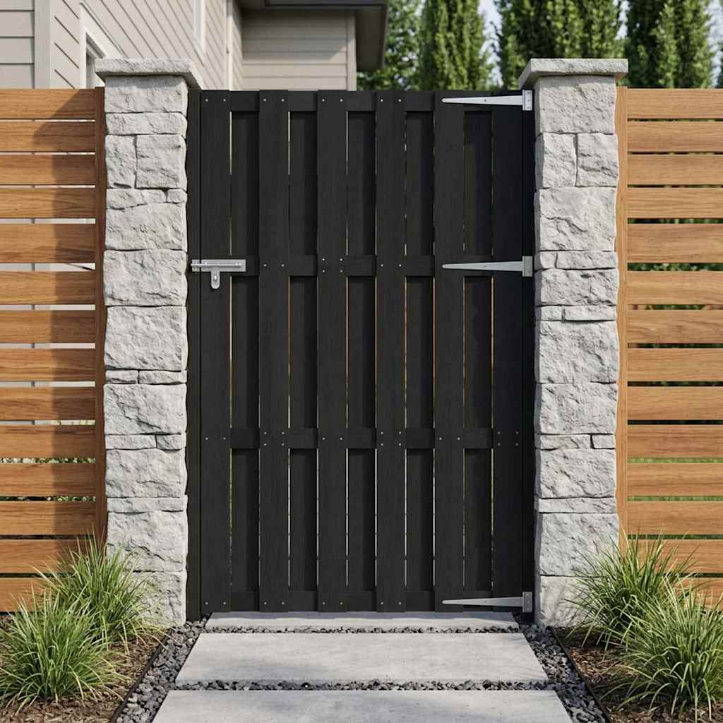 Gartentor 100 X 180 Cm Wpc Und Aluminium Schwarz