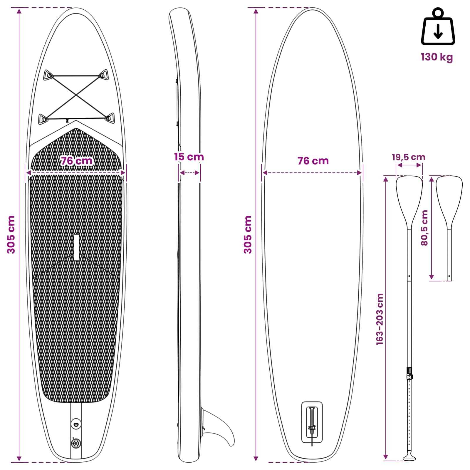 Sup Board Mit Sitz 2-In-1 Triton 305 X 76 X 15 Cm Blau Für