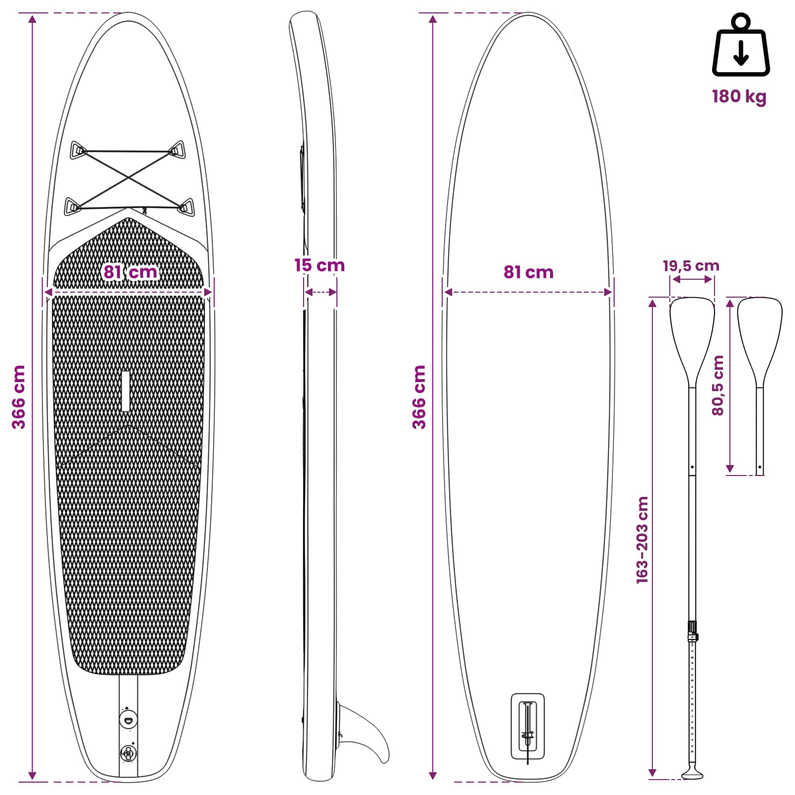 Sup Board Mit Sitz 2-In-1 Triton 366 X 81 X 15 Cm Blau Für