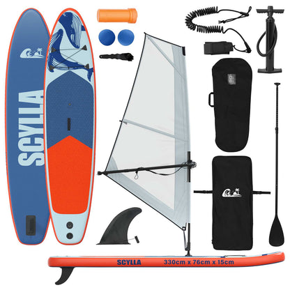 Aufblasbares Sup-Board Mit Segel Scylla 330 X 76 X 15 Cm Blau