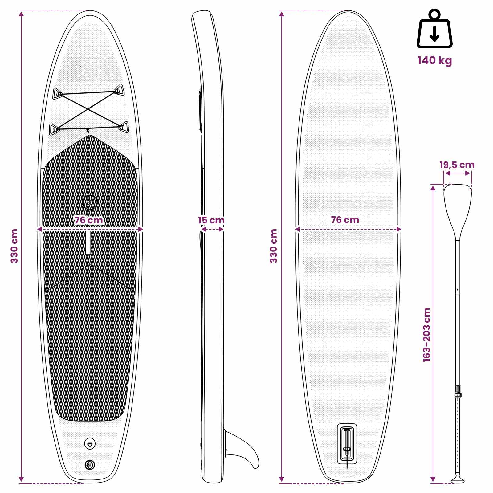 Aufblasbares Sup-Board Mit Segel Scylla 330 X 76 X 15 Cm Blau