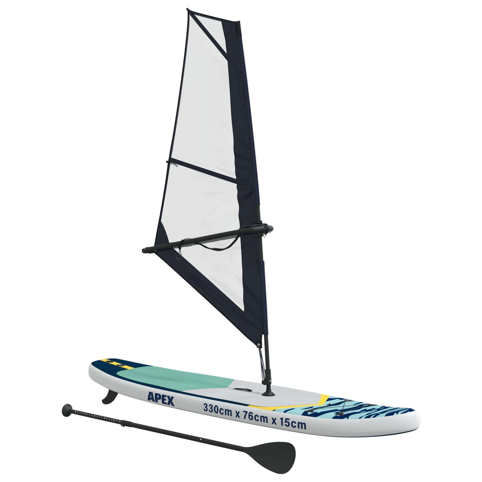 Aufblasbares Sup-Board Mit Segel Apex 330 X 76 X 15 Cm Blau Für