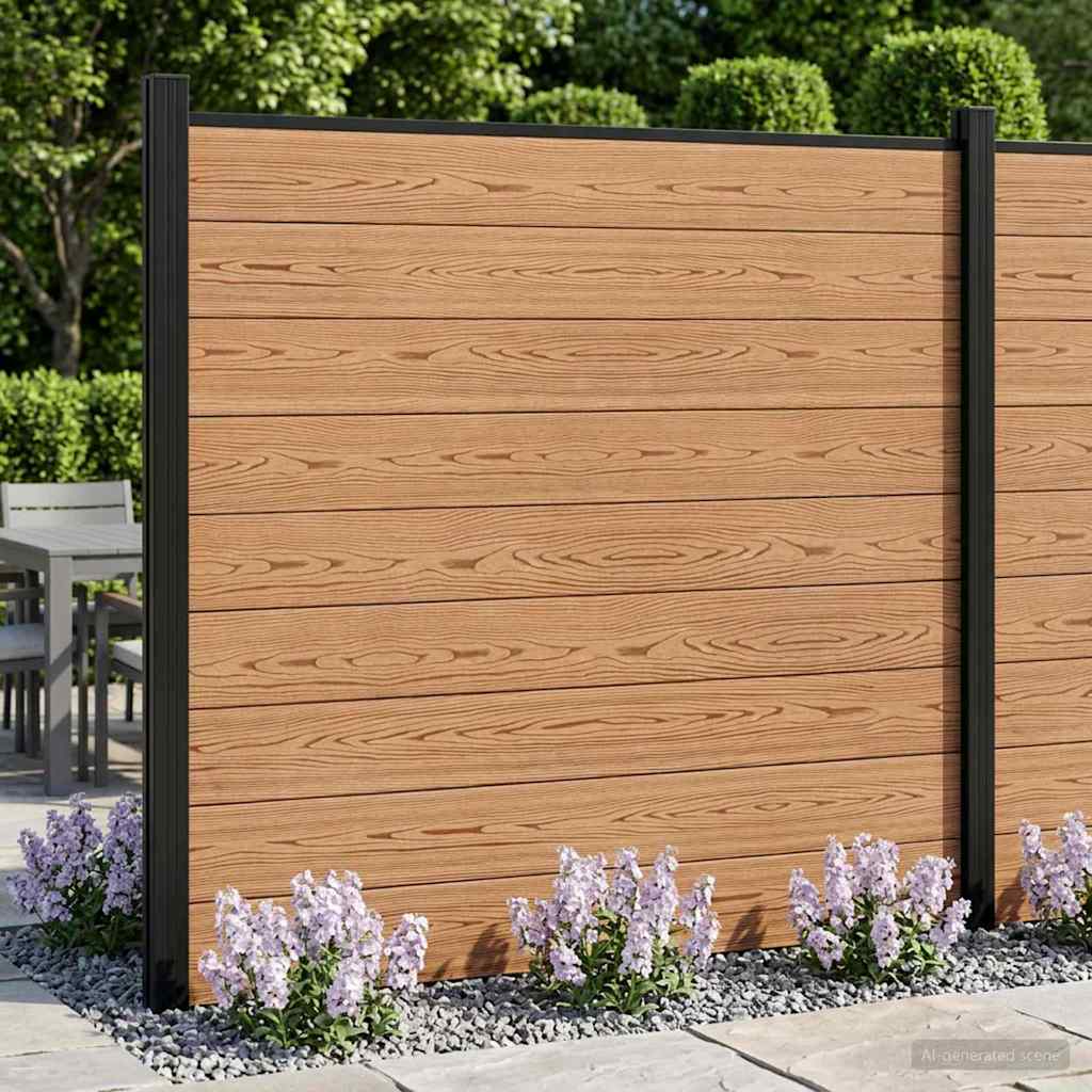 Zaunset 2 Pcs 353 X 186 Cm Wpc Und Aluminium Braun
