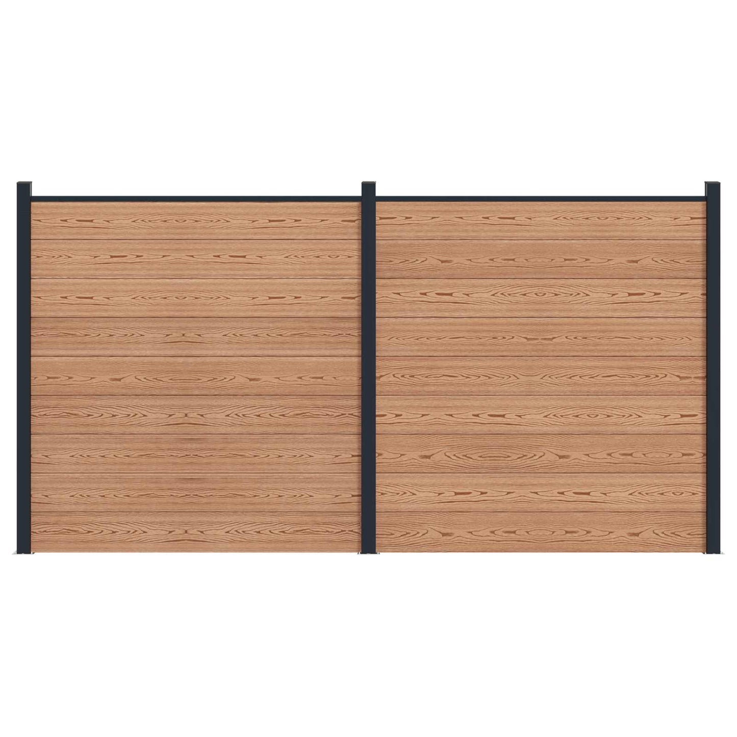 Zaunset 2 Pcs 353 X 186 Cm Wpc Und Aluminium Braun