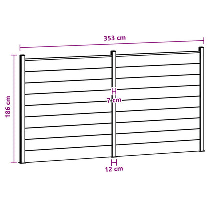 Zaunset 2 Pcs 353 X 186 Cm Wpc Und Aluminium Braun
