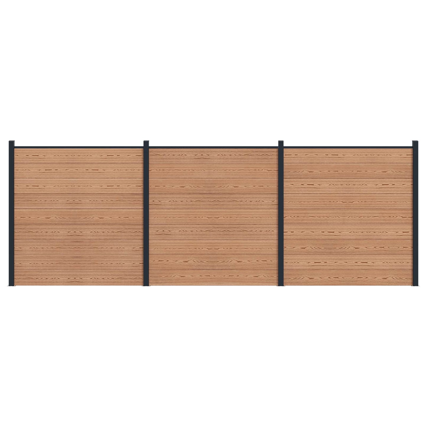Zaunset 3 Pcs 526 X 186 Cm Wpc Und Aluminium Braun