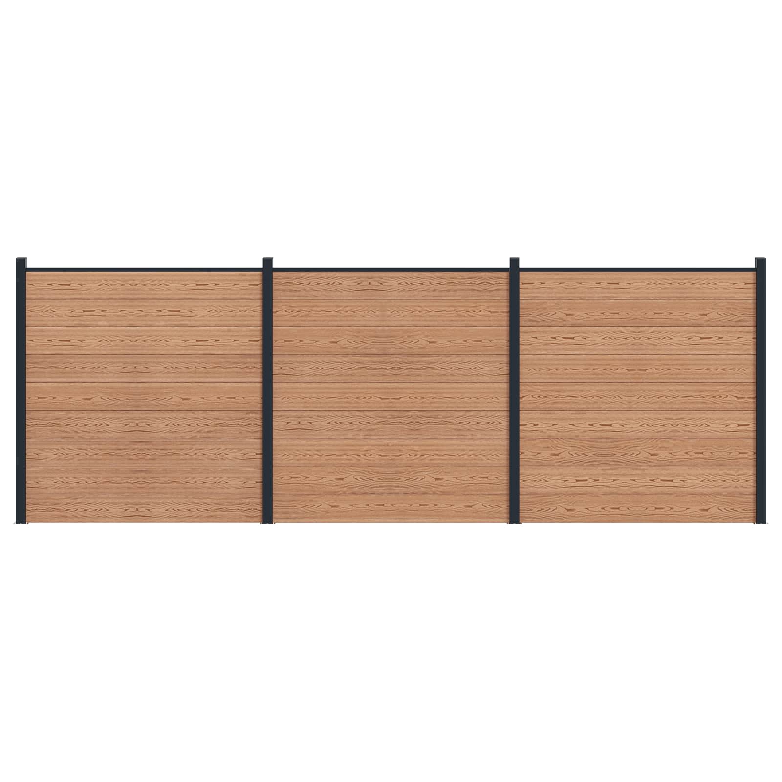 Zaunset 3 Pcs 526 X 186 Cm Wpc Und Aluminium Braun