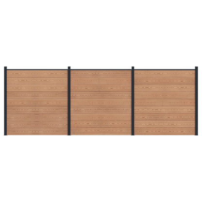 Zaunset 3 Pcs 526 X 186 Cm Wpc Und Aluminium Braun