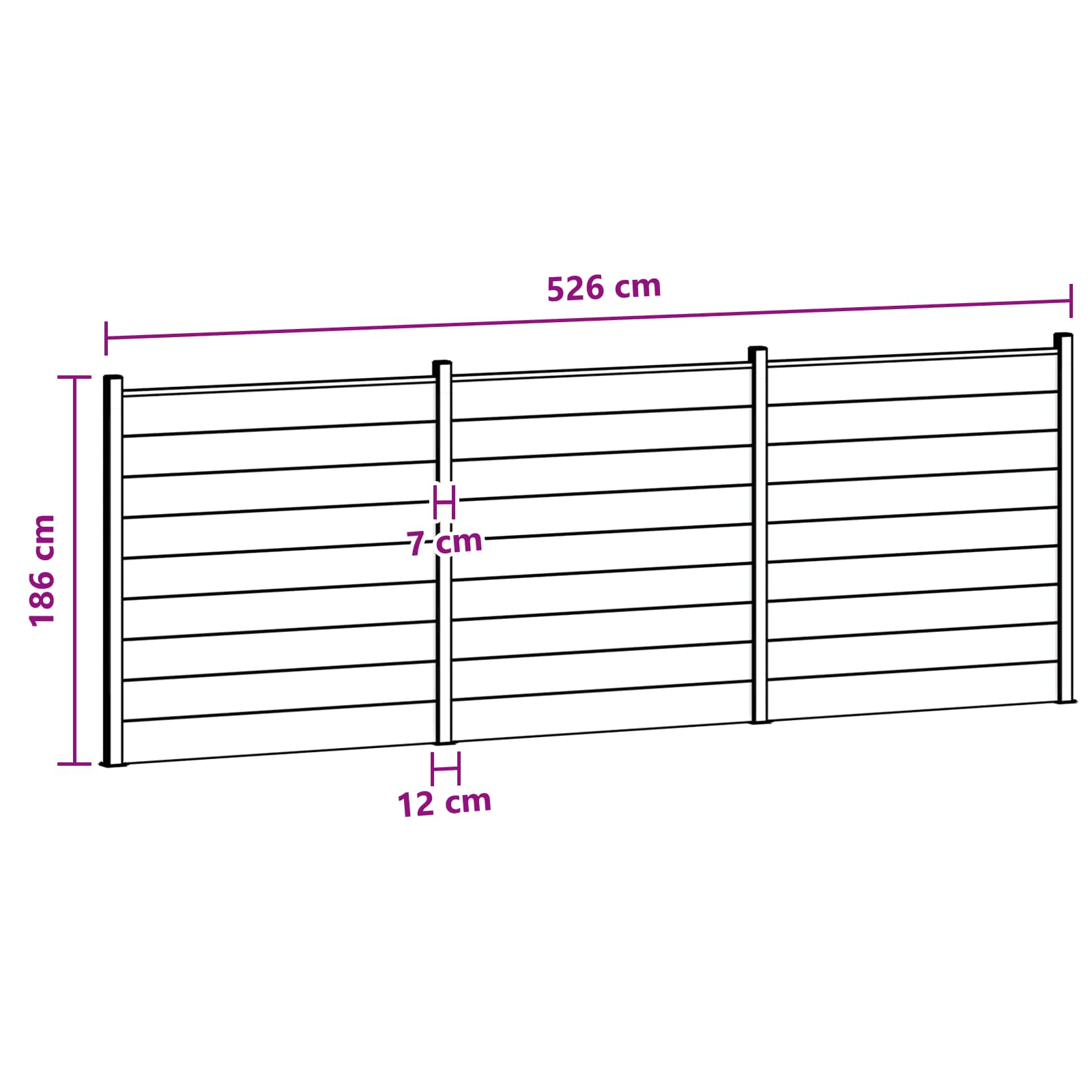 Zaunset 3 Pcs 526 X 186 Cm Wpc Und Aluminium Braun