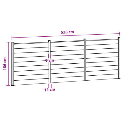 Zaunset 3 Pcs 526 X 186 Cm Wpc Und Aluminium Braun